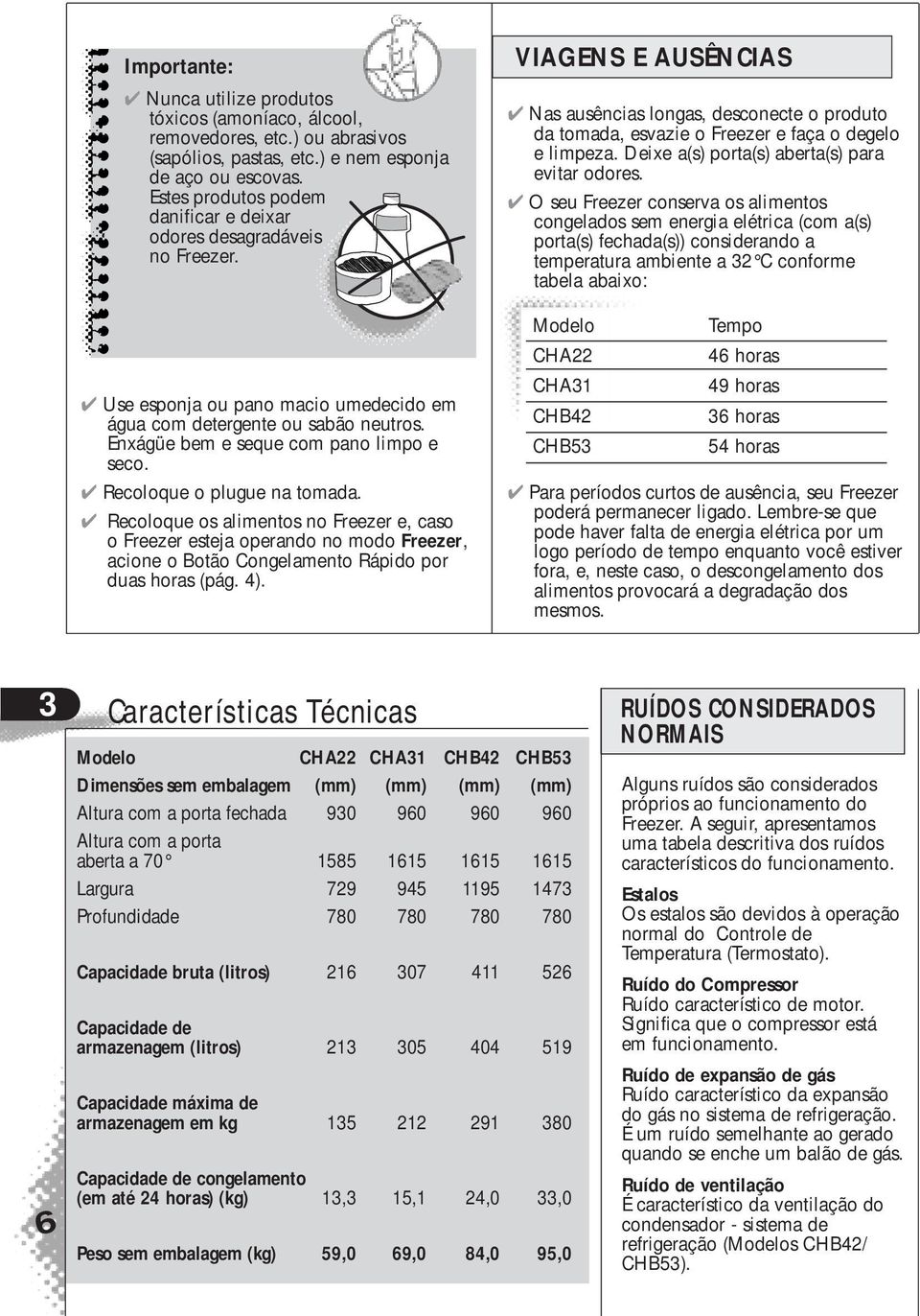 Recoloque o plugue na tomada. Recoloque os alimentos no Freezer e, caso o Freezer esteja operando no modo Freezer, acione o Botão Congelamento Rápido por duas horas (pág. 4).