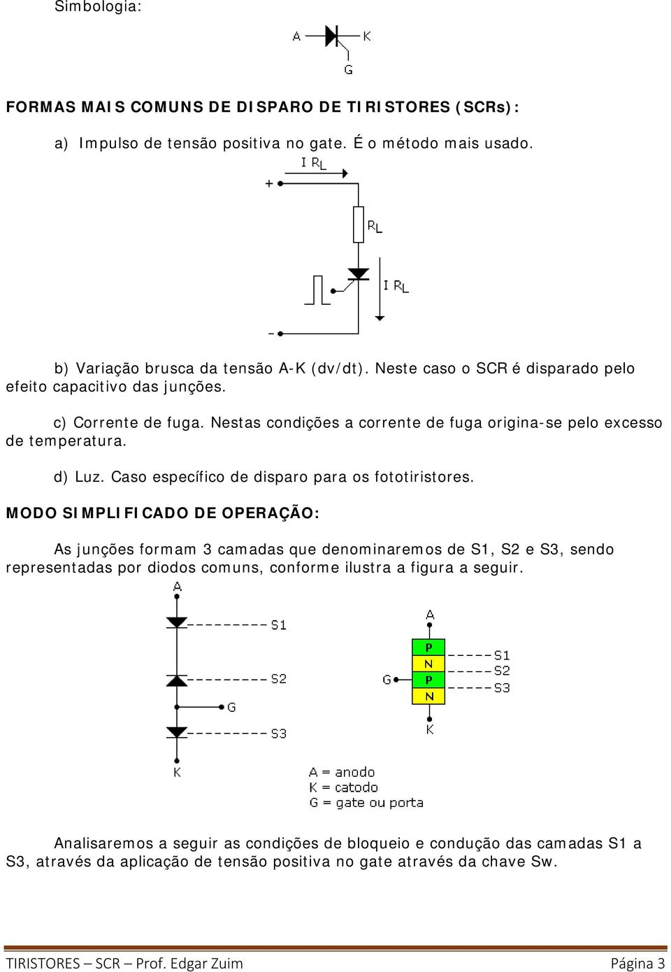 Caso específico de disparo para os fototiristores.