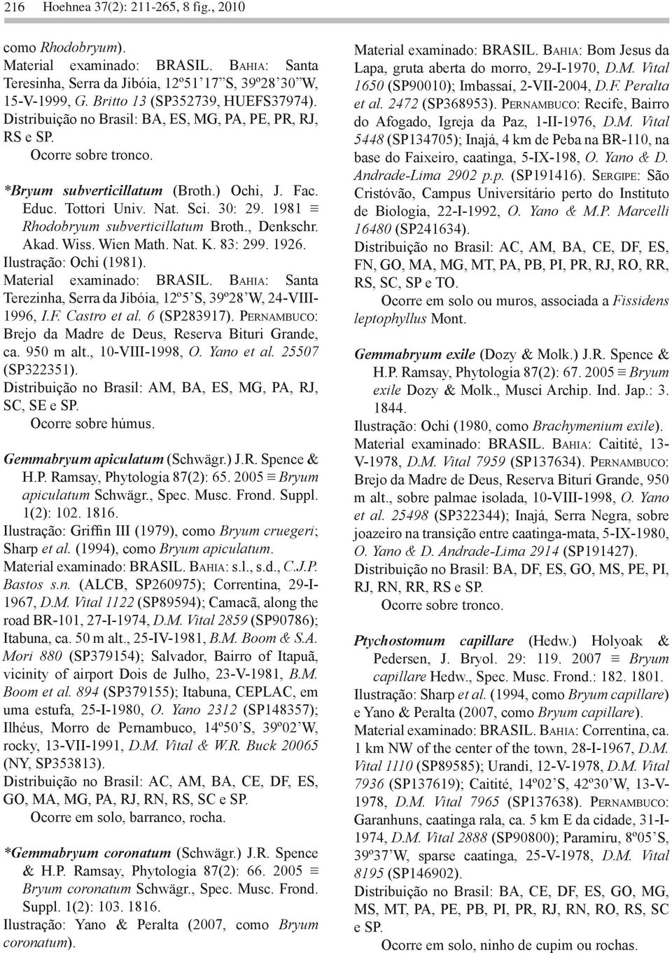 Akad. Wiss. Wien Math. Nat. K. 83: 299. 1926. Ilustração: Ochi (1981). Material examinado: BRASIL. Bahia: Santa Terezinha, Serra da Jibóia, 12º5 S, 39º28 W, 24-VIII- 1996, I.F. Castro et al.