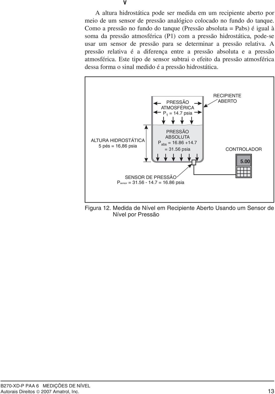 relativa. A pressão relativa é a diferença entre a pressão absoluta e a pressão atmosférica.