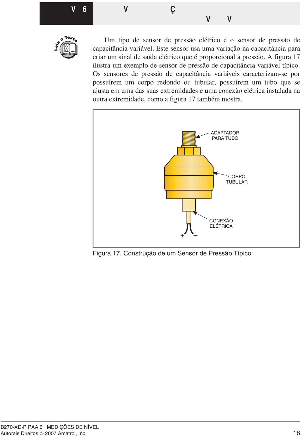 A figura 17 ilustra um exemplo de sensor de pressão de capacitância variável típico.