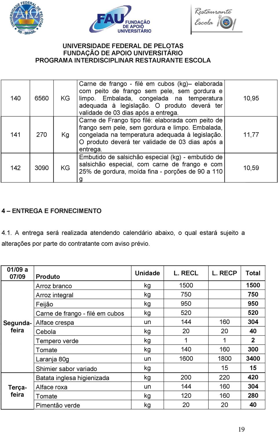 Embalada, congelada na temperatura adequada à legislação. O produto deverá ter validade de 03 dias após a entrega.