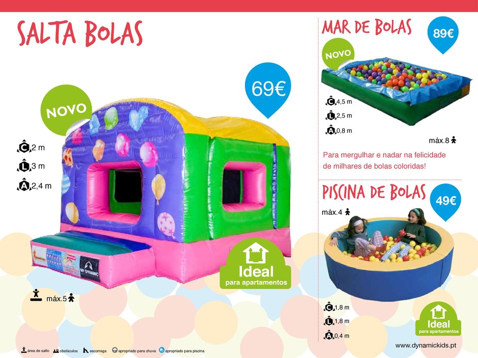 coloridas! 2,4 m Piscina de bolas máx.4 49 máx.