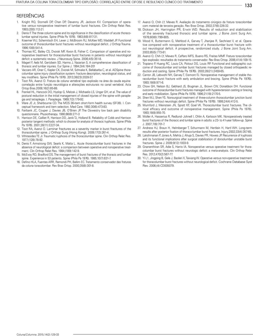 The three column spine and its significance in the classification of acute thoracolumbar spinal injuries. Spine (Phila Pa 1976). 1983;8(8):817-31. 3.