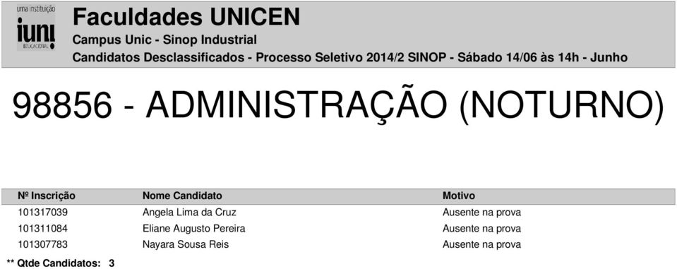 Lima da Cruz 101311084 Eliane Augusto