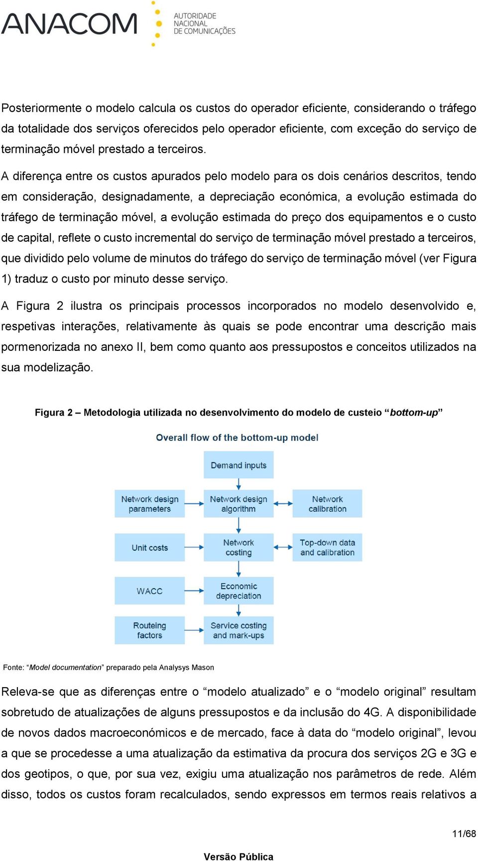 A diferença entre os custos apurados pelo modelo para os dois cenários descritos, tendo em consideração, designadamente, a depreciação económica, a evolução estimada do tráfego de terminação móvel, a