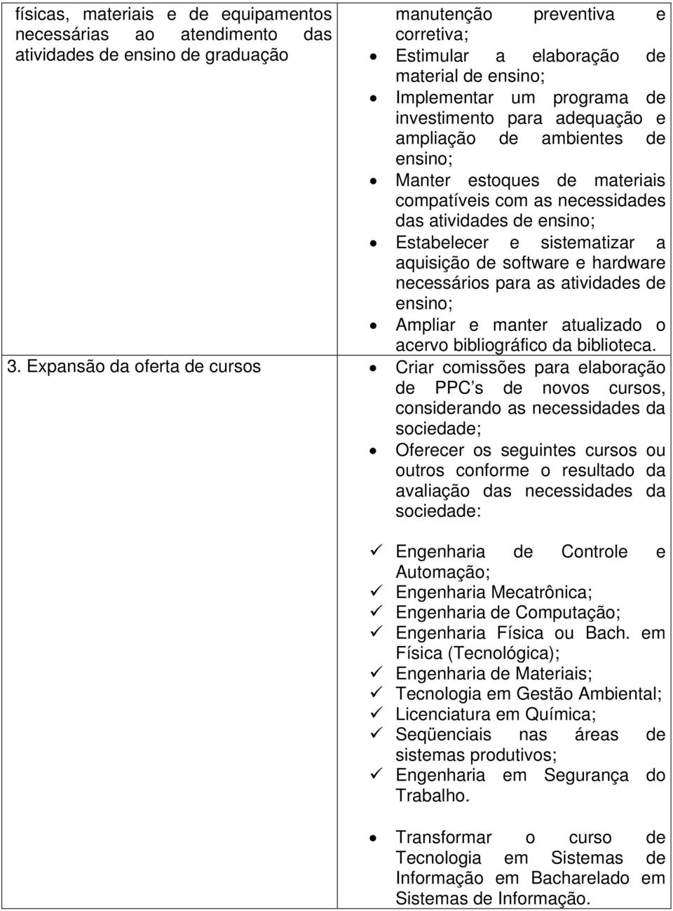 aquisição de software e hardware necessários para as atividades de ensino; Ampliar e manter atualizado o acervo bibliográfico da biblioteca. 3.