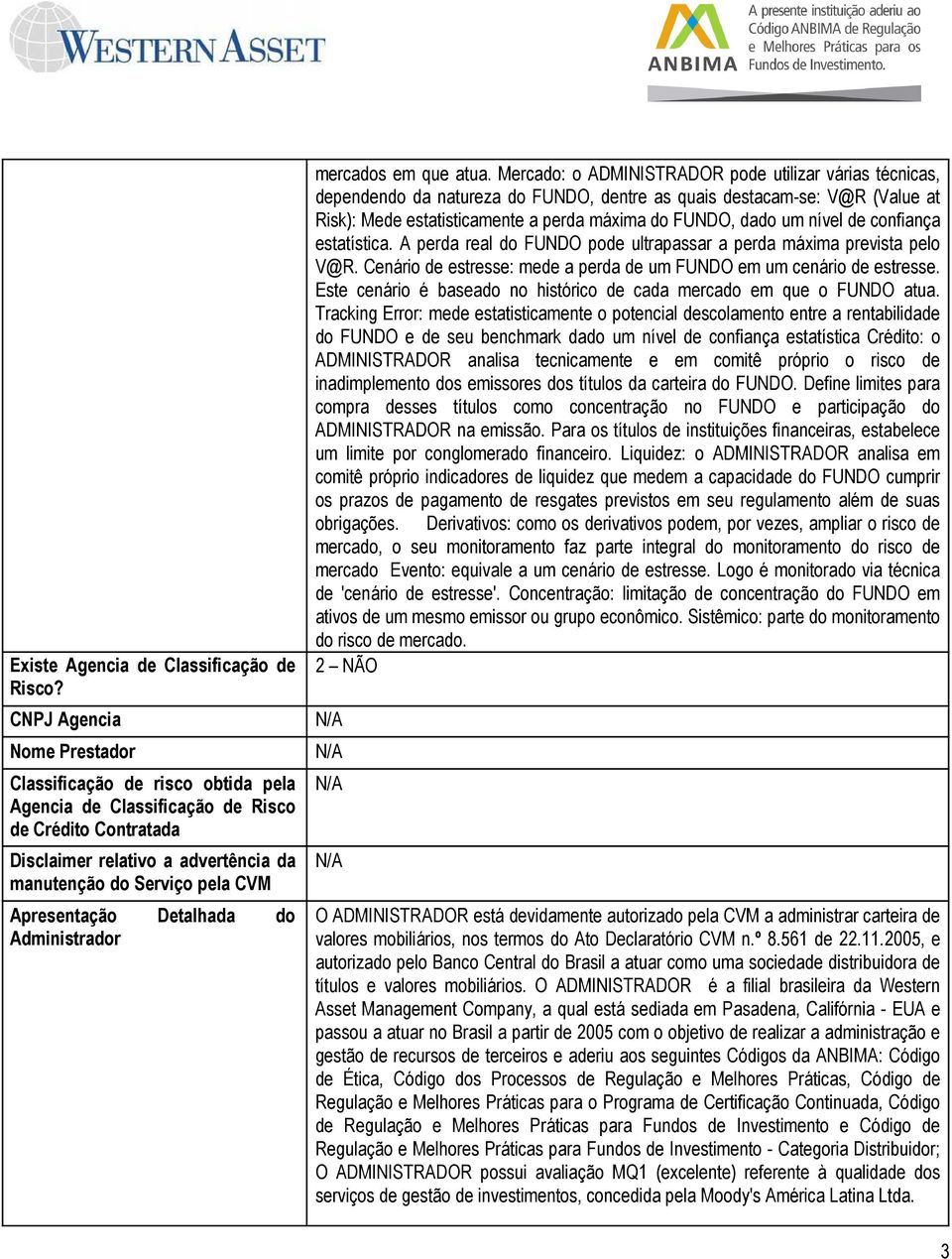 Detalhada do Administrador mercados em que atua.