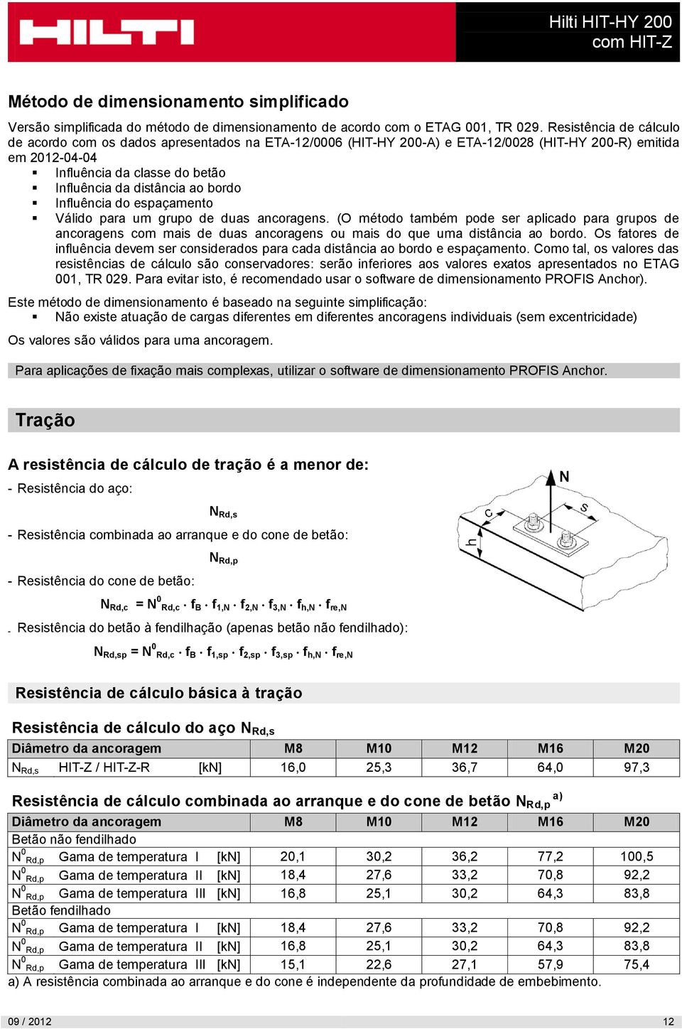 bordo Influência do espaçamento Válido para um grupo de duas ancoragens. (O método também pode ser aplicado para grupos de ancoragens com mais de duas ancoragens ou mais do que uma distância ao bordo.