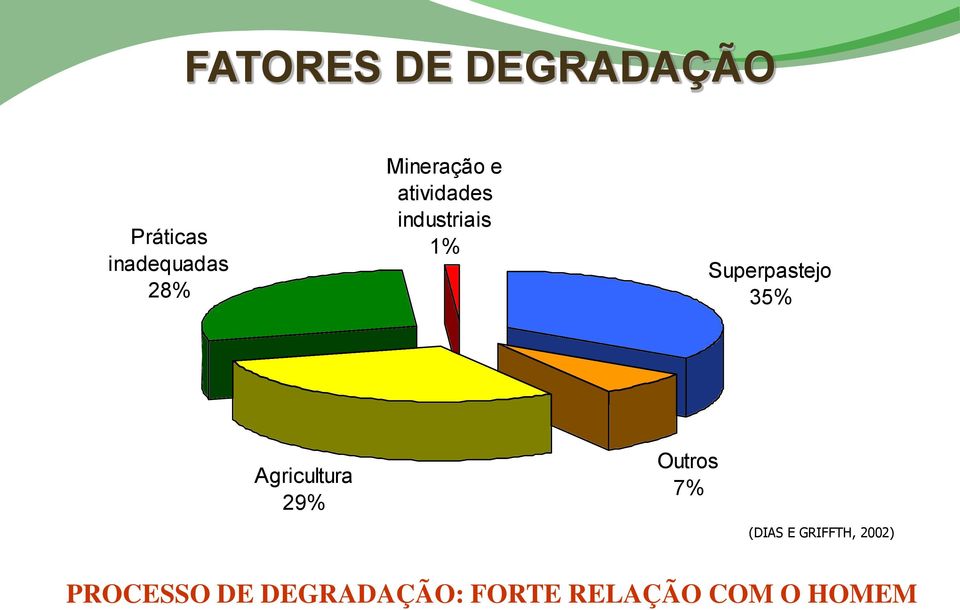 Agricultura 29% Outros 7% (DIAS E GRIFFTH, 1998) (DIAS