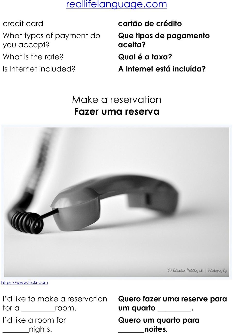 Make a reservation Fazer uma reserva https://www.flickr.
