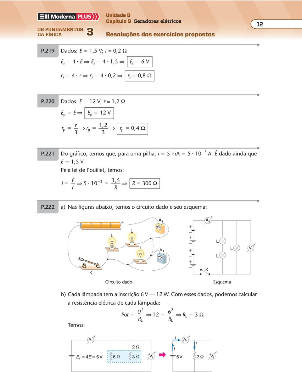 1 Do gáfco, temos que, paa uma plha, 5 m 5 10. É dado anda que 1,5. Pe