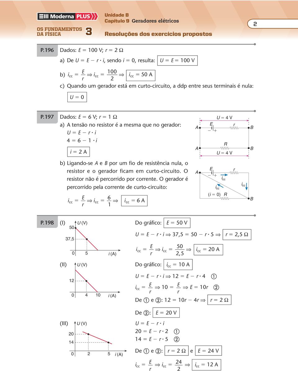 197 Dados: 6 ; 1 Ω a) tensão no essto é a mesma que no geado: 4 6 1 4 4 b) gando-se e po um fo de esstênca nula, o essto e o geado fcam em cuto-ccuto.