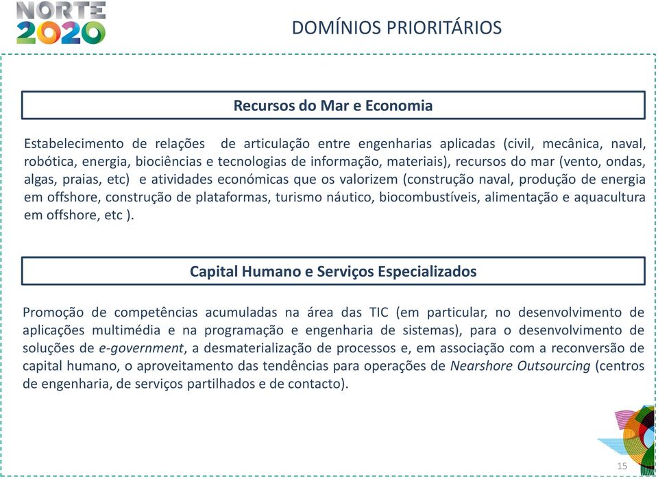 turismo náutico, biocombustíveis, alimentação e aquacultura em offshore, etc ).