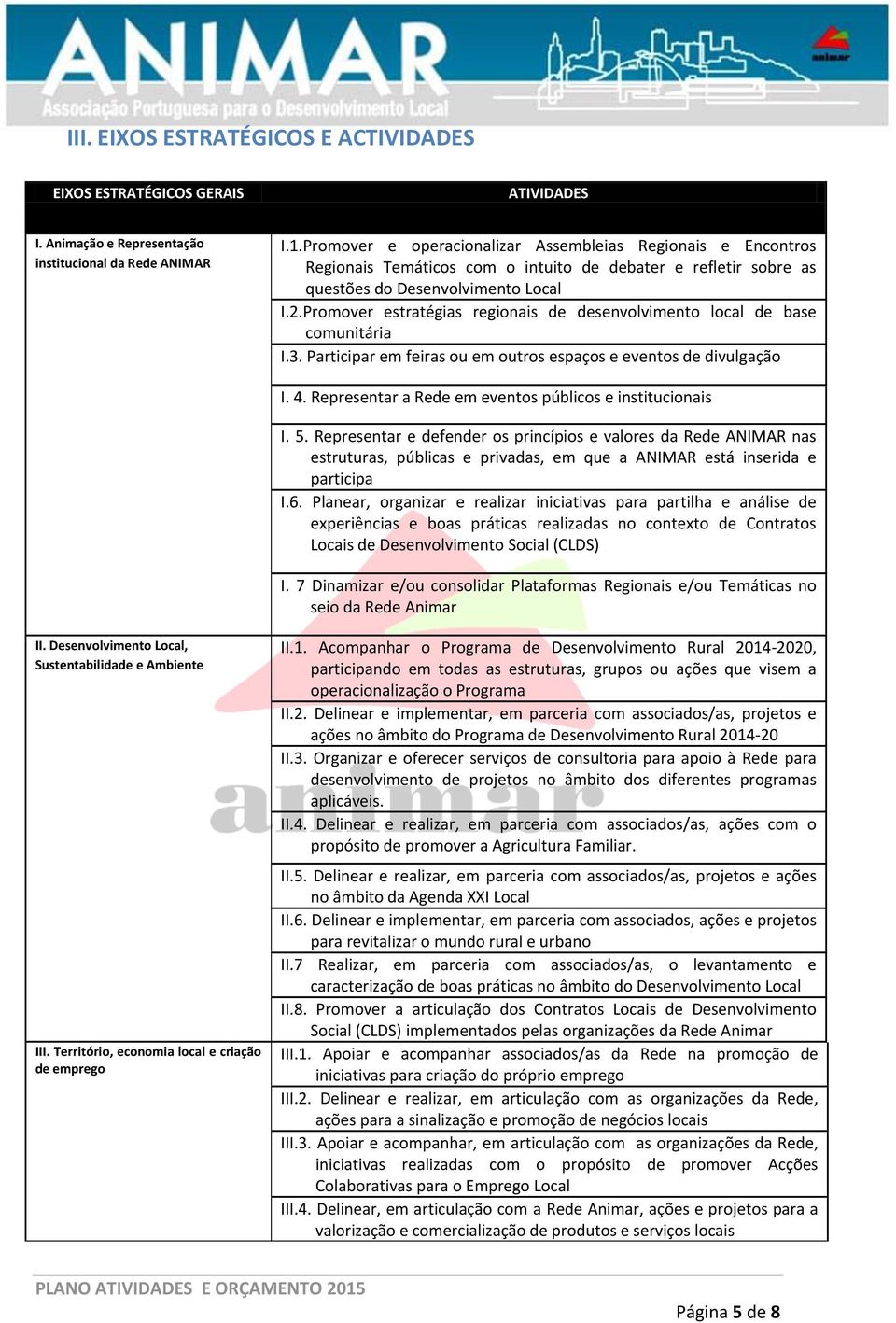 Promover estratégias regionais de desenvolvimento local de base comunitária I.3. Participar em feiras ou em outros espaços e eventos de divulgação I. 4.