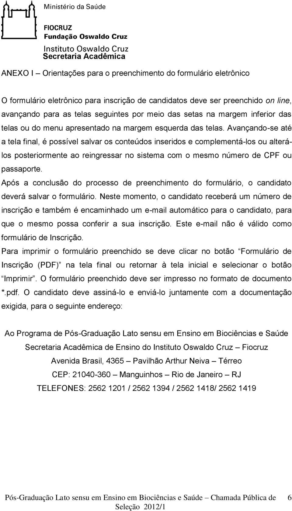 Avançando-se até a tela final, é possível salvar os conteúdos inseridos e complementá-los ou alterálos posteriormente ao reingressar no sistema com o mesmo número de CPF ou passaporte.