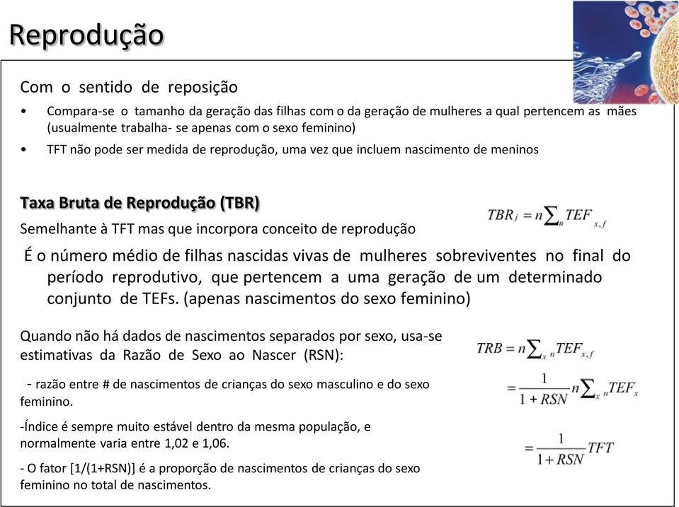 vivas de mulheres sobreviventes no final do período reprodutivo, que pertencem a uma geração de um determinado conjunto de TEFs.