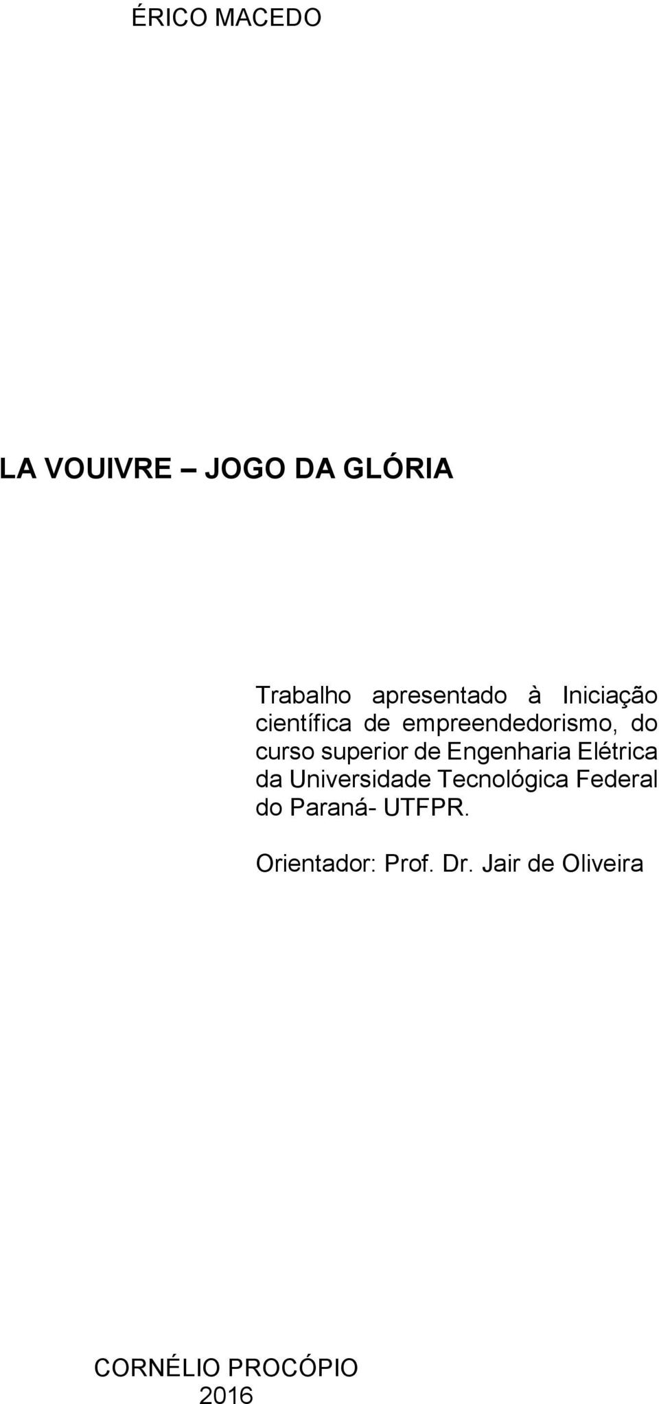 Engenharia Elétrica da Universidade Tecnológica Federal do