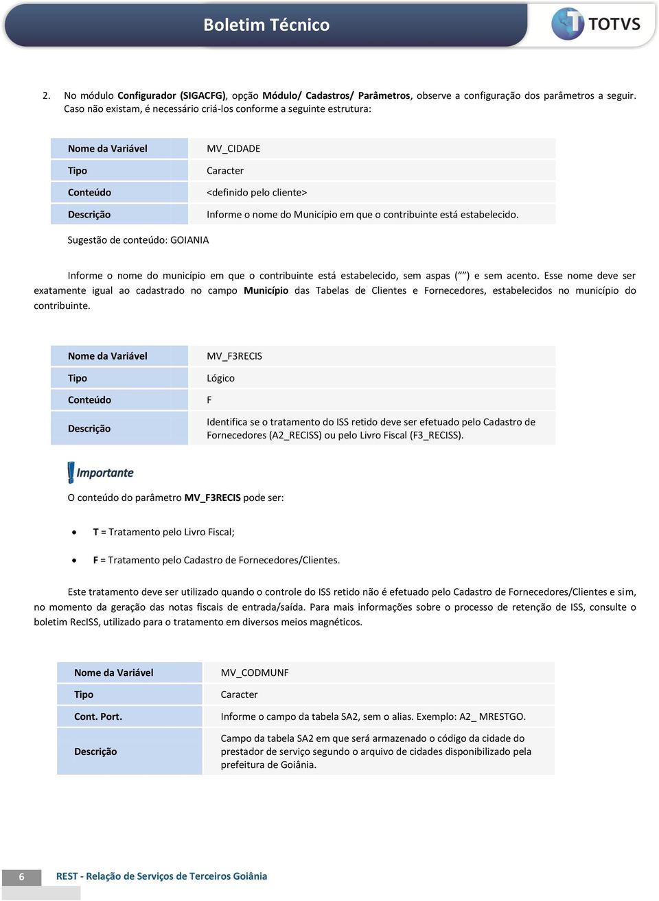 Sugestão de conteúdo: GOIANIA Informe o nome do município em que o contribuinte está estabelecido, sem aspas ( ) e sem acento.