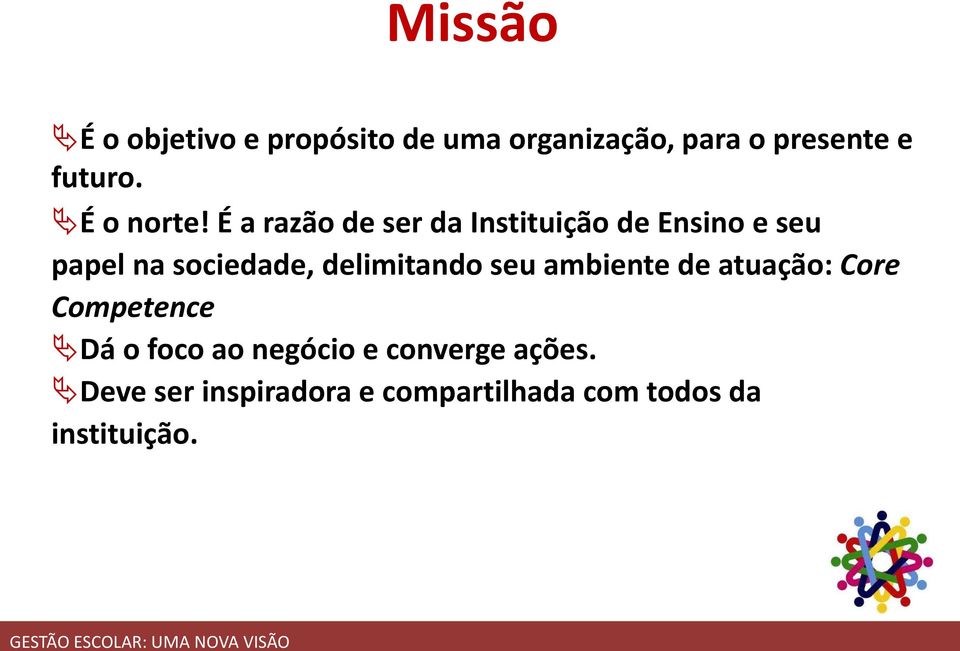 É a razão de ser da Instituição de Ensino e seu papel na sociedade,