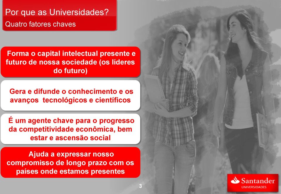 líderes do futuro) Gera e difunde o conhecimento e os avanços tecnológicos e científicos É um