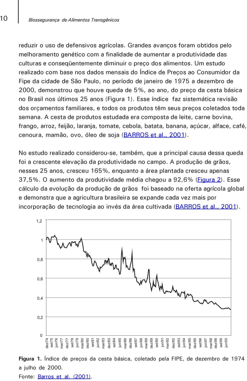 Um estudo realizado com base nos dados mensais do Índice de Preços ao Consumidor da Fipe da cidade de São Paulo, no período de janeiro de 1975 a dezembro de 2000, demonstrou que houve queda de 5%, ao