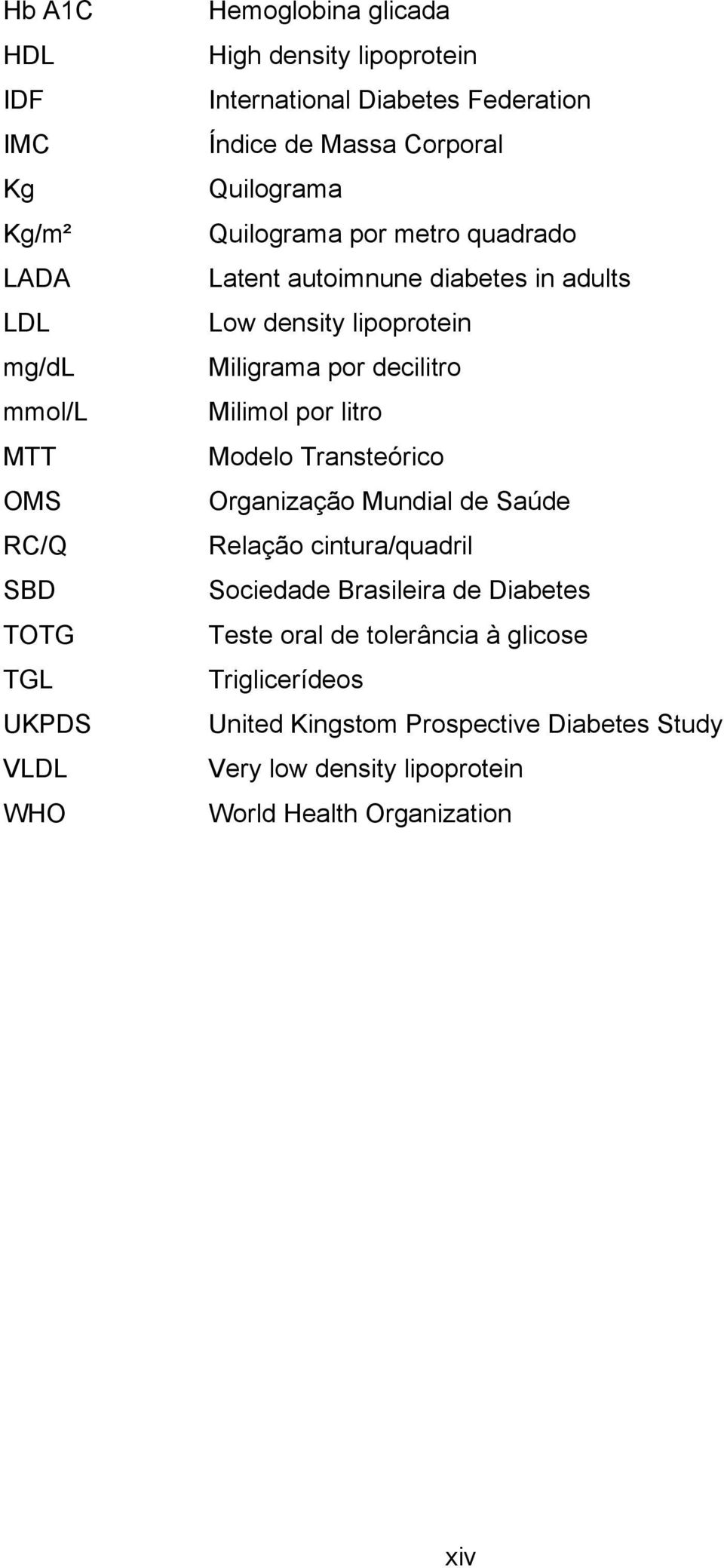 lipoprotein Miligrama por decilitro Milimol por litro Modelo Transteórico Organização Mundial de Saúde Relação cintura/quadril Sociedade Brasileira