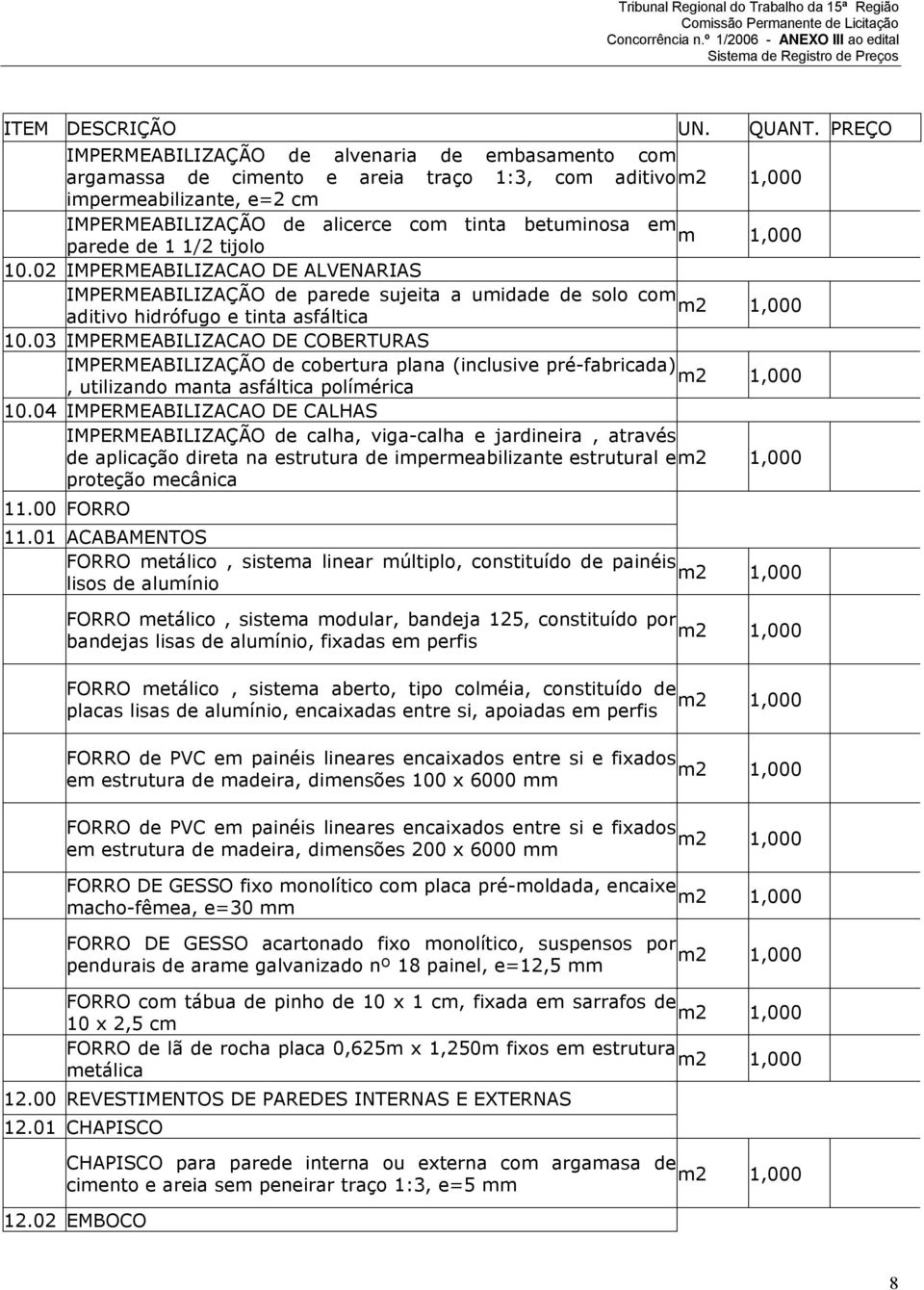 03 IMPERMEABILIZACAO DE COBERTURAS IMPERMEABILIZAÇÃO de cobertura plana (inclusive pré-fabricada), utilizando anta asfáltica políérica 10.