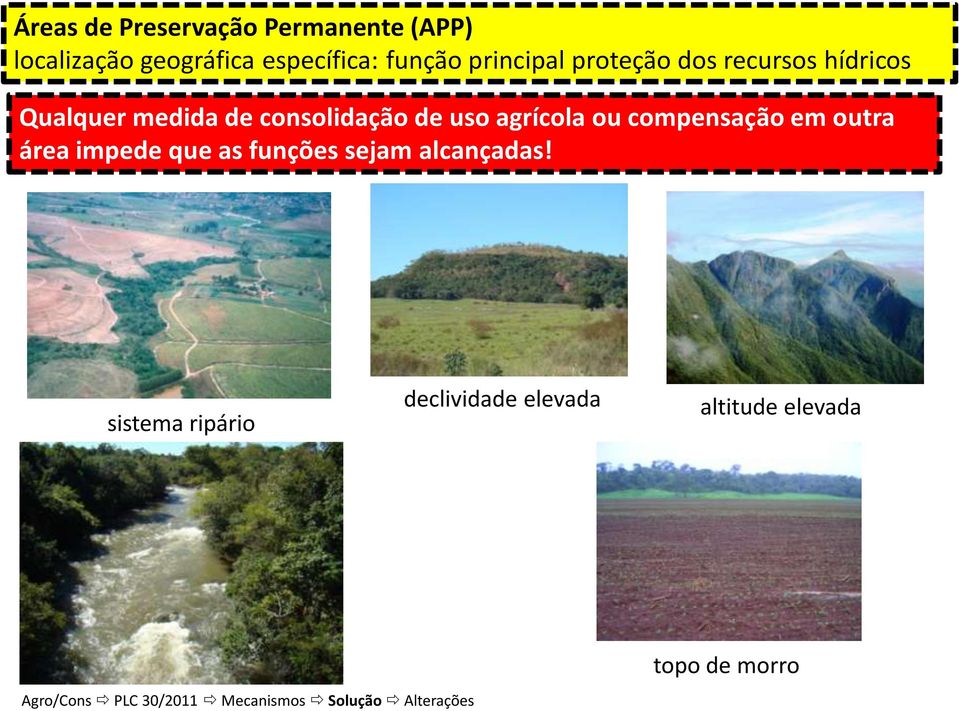 consolidação de uso agrícola ou compensação em outra área impede que as