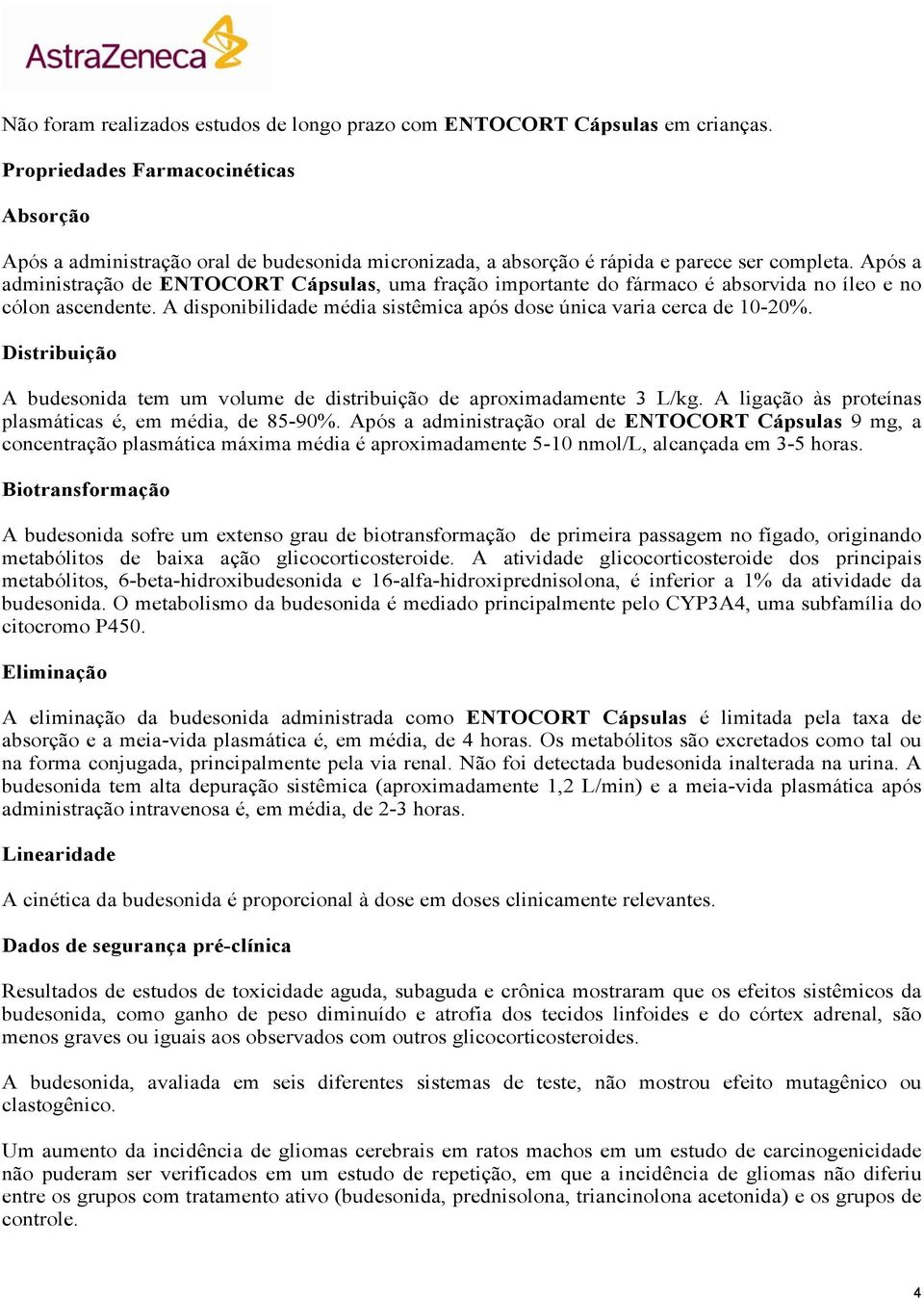 Após a administração de ENTOCORT Cápsulas, uma fração importante do fármaco é absorvida no íleo e no cólon ascendente. A disponibilidade média sistêmica após dose única varia cerca de 10-20%.