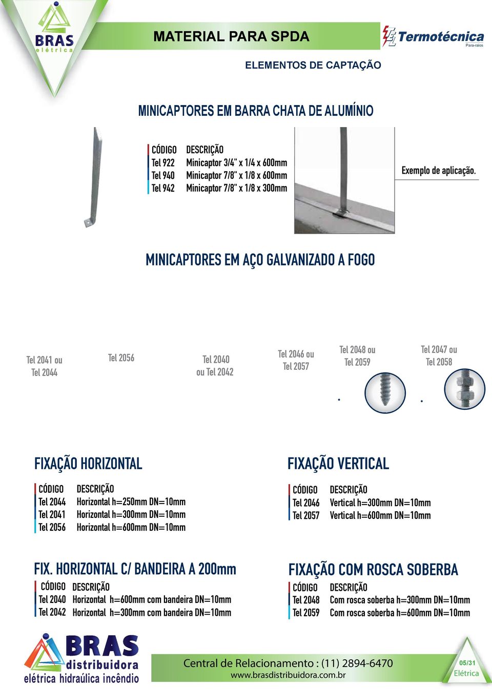 Tel 2041 Tel 2056 Horizontal h=250mm DN=10mm Horizontal h=300mm DN=10mm Horizontal h=600mm DN=10mm Tel 2046 Tel 2057 Vertical h=300mm DN=10mm Vertical h=600mm DN=10mm FIX.