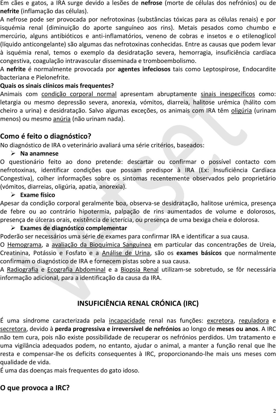 Metais pesados como chumbo e mercúrio, alguns antibióticos e anti-inflamatórios, veneno de cobras e insetos e o etilenoglicol (líquido anticongelante) são algumas das nefrotoxinas conhecidas.