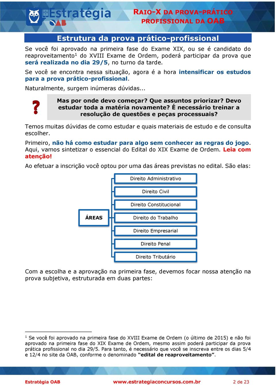 .. Mas por onde devo começar? Que assuntos priorizar? Devo estudar toda a matéria novamente? É necessário treinar a resolução de questões e peças processuais?