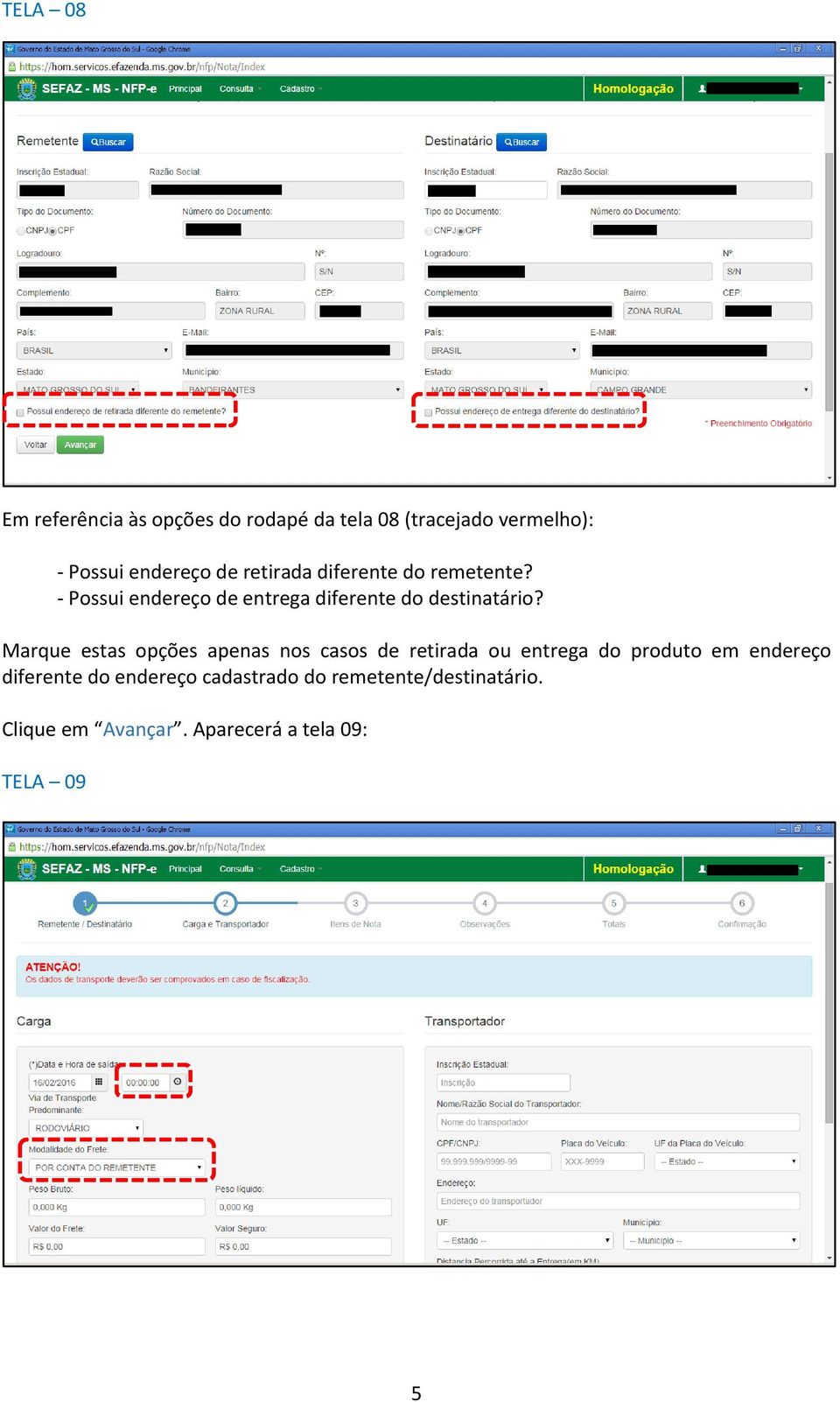 Marque estas opções apenas nos casos de retirada ou entrega do produto em endereço diferente