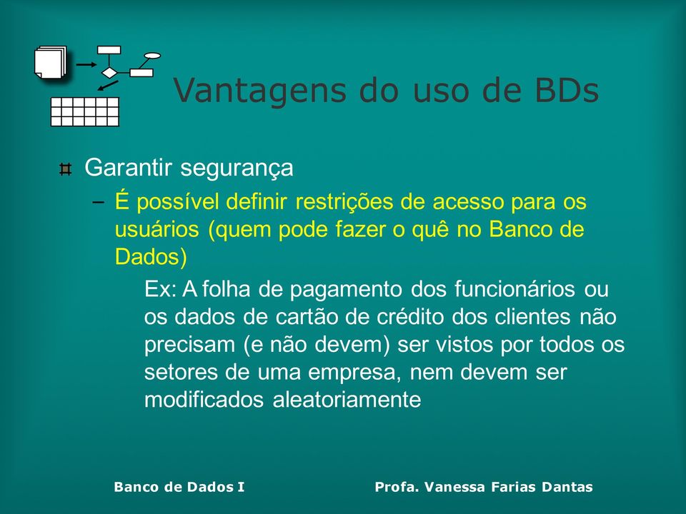 dos funcionários ou os dados de cartão de crédito dos clientes não precisam (e não