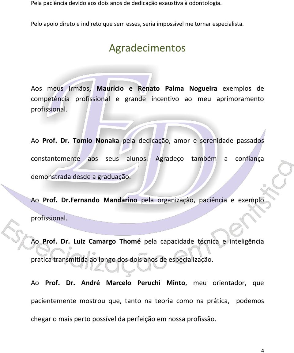 Tomio Nonaka pela dedicação, amor e serenidade passados constantemente aos seus alunos. Agradeço também a confiança demonstrada desde a graduação. Ao Prof. Dr.