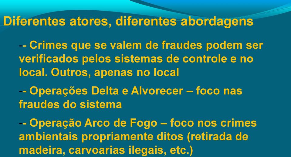 Outros, apenas no local -- Operações Delta e Alvorecer foco nas fraudes do sistema