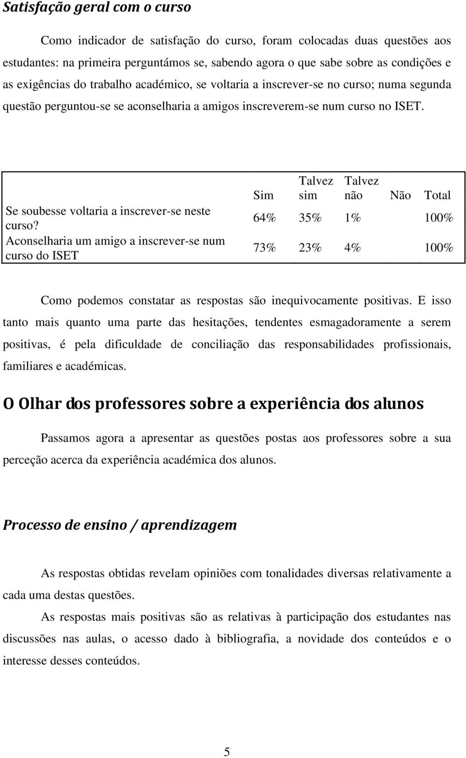 Se soubesse voltaria a inscrever-se neste curso?