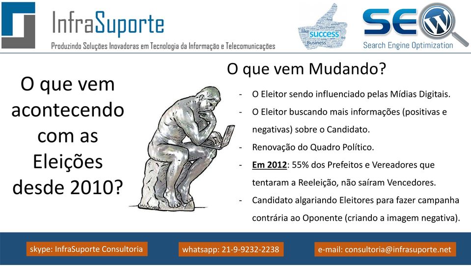 - Em 2012: 55% dos Prefeitos e Vereadores que tentaram a Reeleição, não saíram Vencedores.