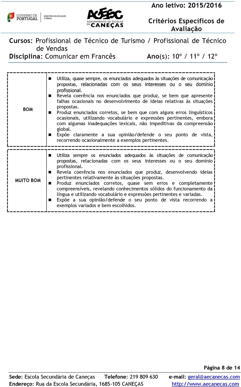 Produz enunciados corretos, se bem que com alguns erros linguísticos ocasionais, utilizando vocabulário e expressões pertinentes, embora com algumas inadequações lexicais, não impeditivas da