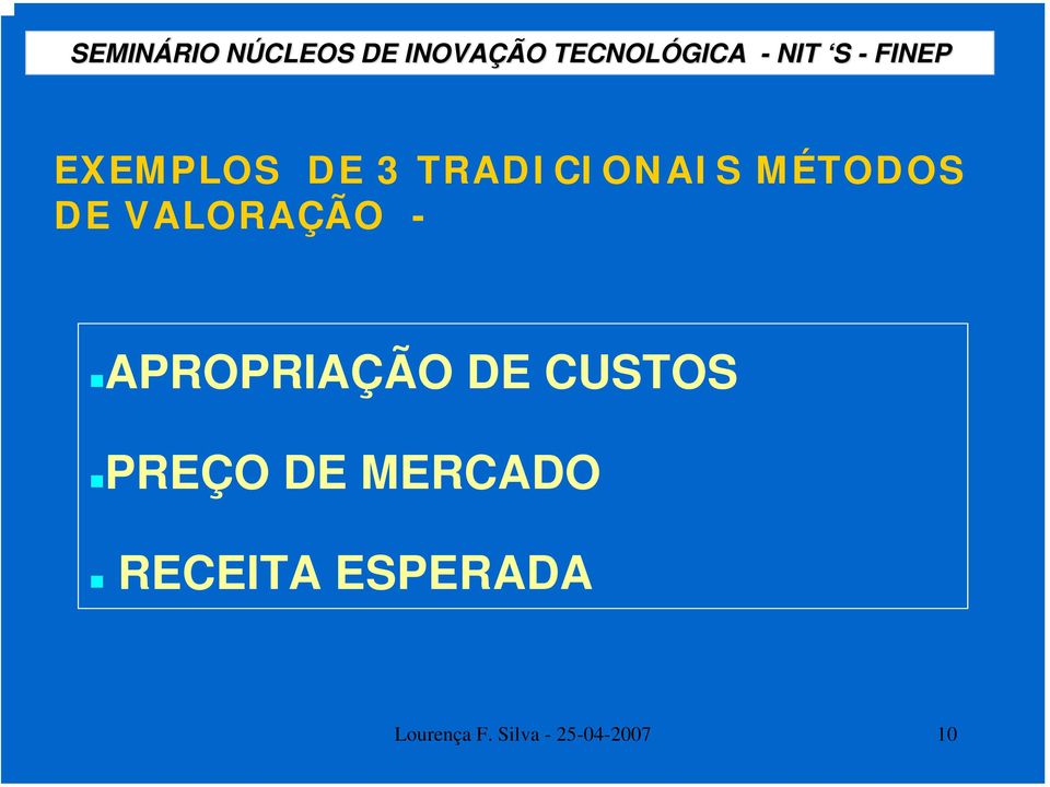 CUSTOS PREÇO DE MERCADO RECEITA