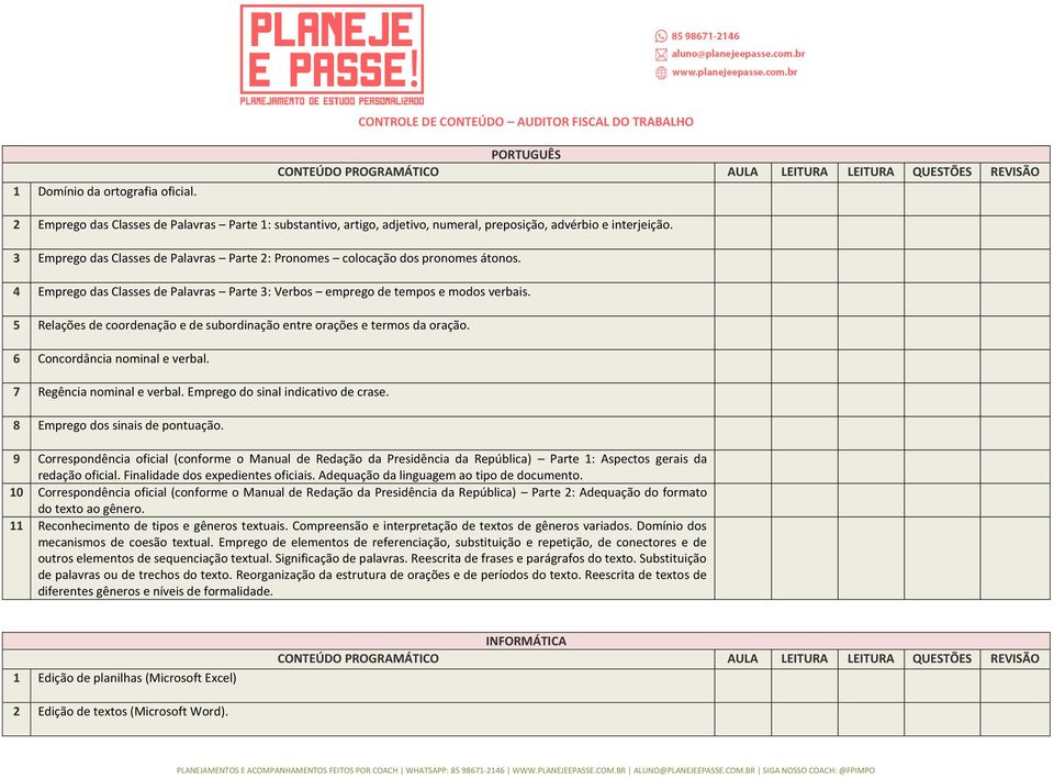 3 Emprego das Classes de Palavras Parte 2: Pronomes colocação dos pronomes átonos. 4 Emprego das Classes de Palavras Parte 3: Verbos emprego de tempos e modos verbais.