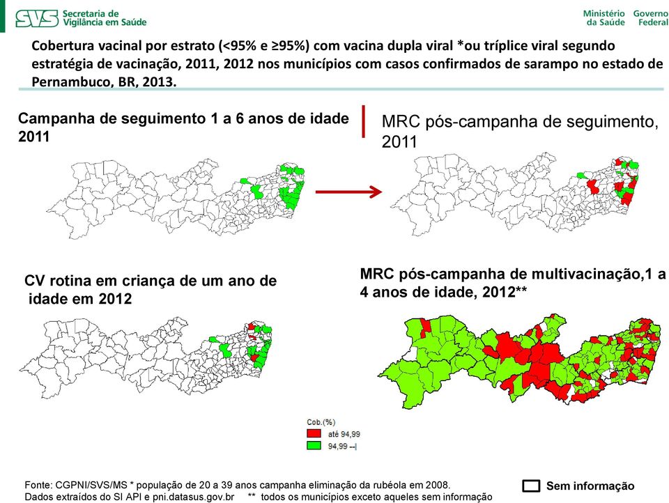 Campanha de seguimento 1 a 6 anos de idade 2011 MRC pós-campanha de seguimento, 2011 CV rotina em criança de um ano de idade em 2012 MRC pós-campanha de