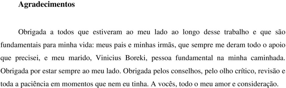 Boreki, pessoa fundamental na minha caminhada. Obrigada por estar sempre ao meu lado.