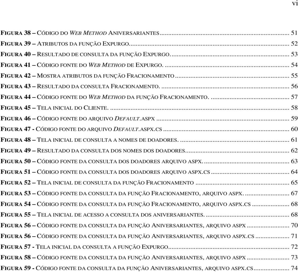 ... 56 FIGURA 44 CÓDIGO FONTE DO WEB METHOD DA FUNÇÃO FRACIONAMENTO.... 57 FIGURA 45 TELA INICIAL DO CLIENTE.... 58 FIGURA 46 CÓDIGO FONTE DO ARQUIVO DEFAULT.ASPX.