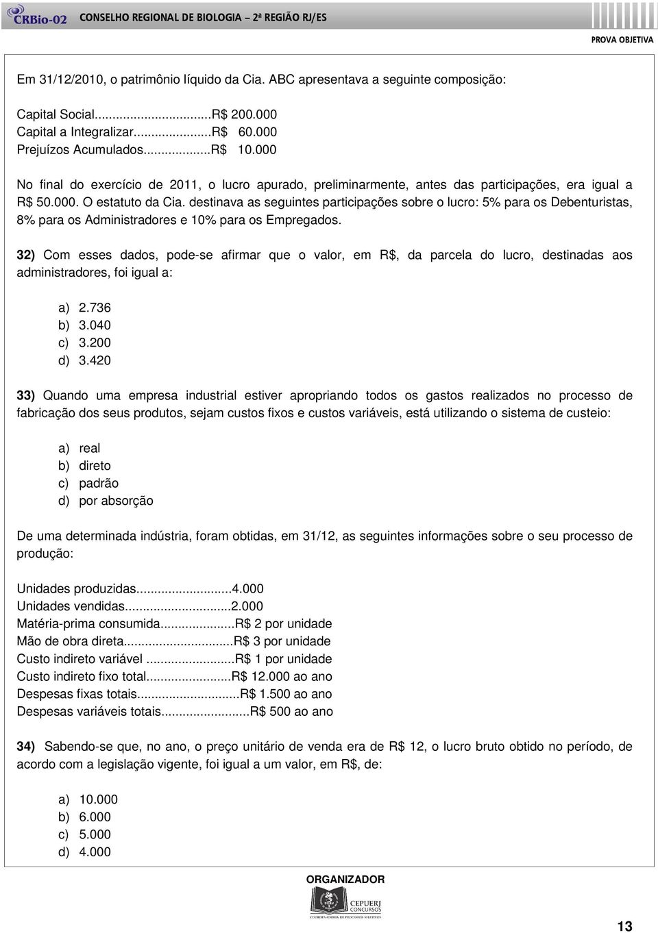 destinava as seguintes participações sobre o lucro: 5% para os Debenturistas, 8% para os Administradores e 10% para os Empregados.