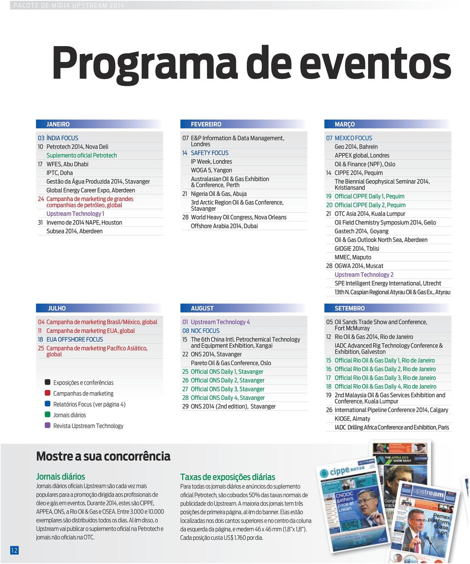 Management, Londres 14 SAFETY FOCUS IP Week, Londres WOGA 5, Yangon Australasian Oil & Gas Exhibition & Conference, Perth 21 Nigeria Oil & Gas, Abuja 3rd Arctic Region Oil & Gas Conference, Stavanger