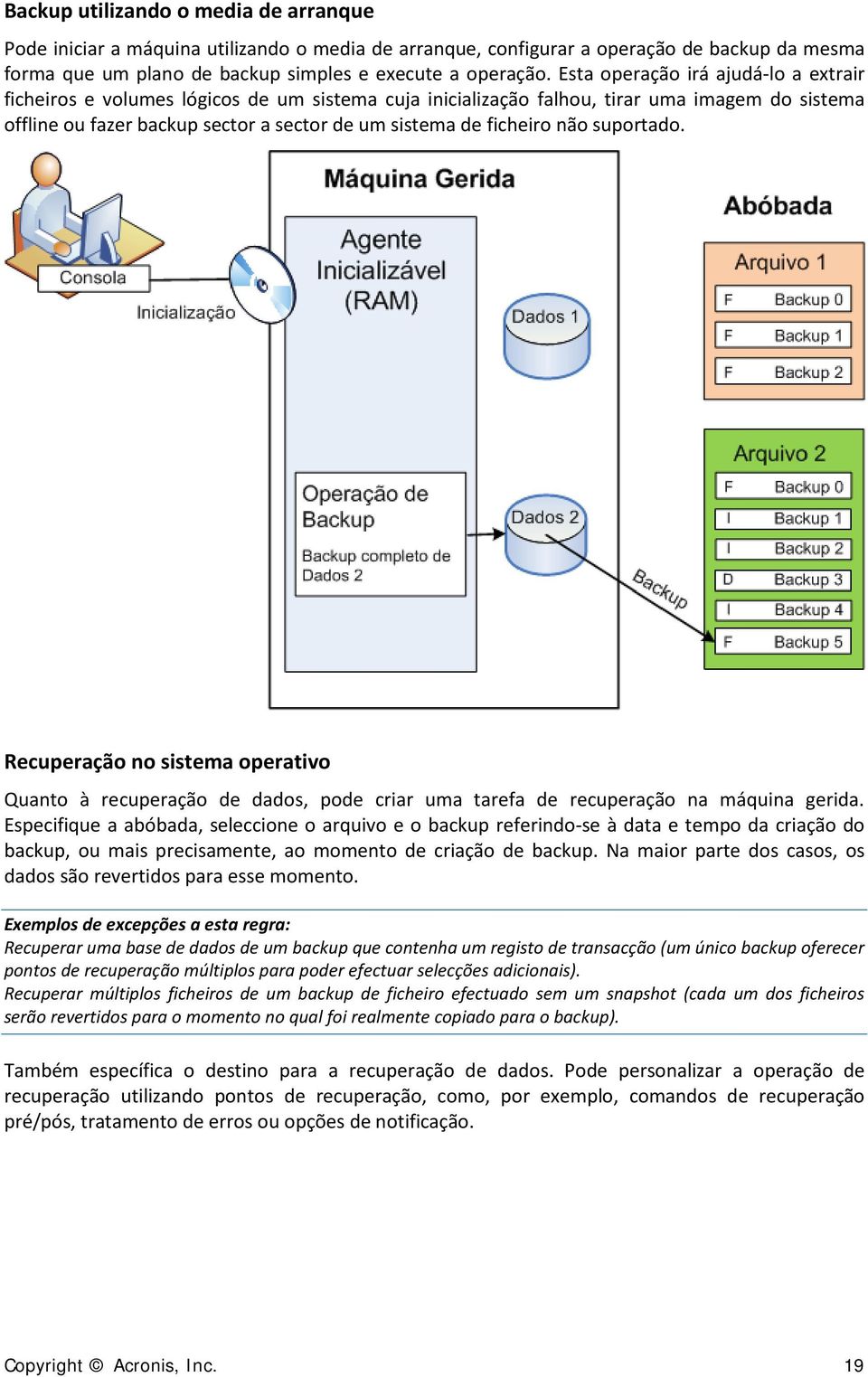 não suportado. Recuperação no sistema operativo Quanto à recuperação de dados, pode criar uma tarefa de recuperação na máquina gerida.