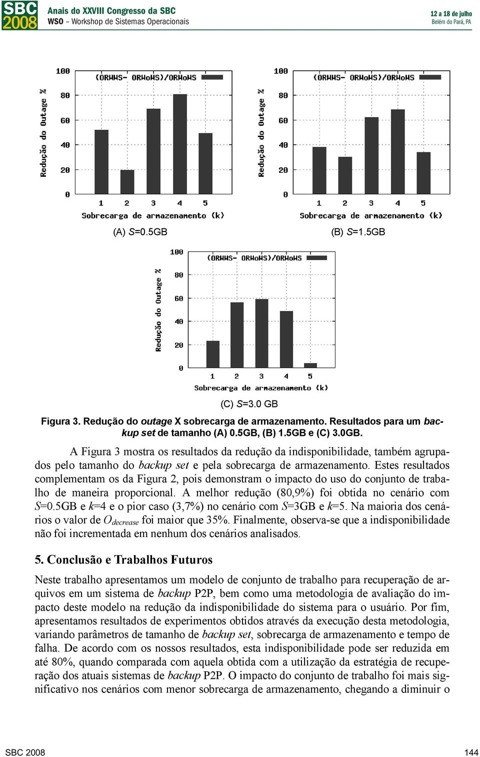 Estes resultados complementam os da Figura 2, pois demonstram o impacto do uso do conjunto de trabalho de maneira proporcional. A melhor redução (80,9%) foi obtida no cenário com S=0.