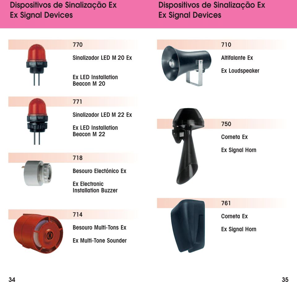 M 22 Ex Ex LED Installation M 22 718 750 Corneta Ex Ex Signal Horn Besouro Electónico Ex Ex Electronic